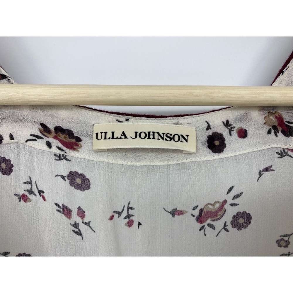 Ulla Johnson Embroidered Chiffon Silk Leena Floral Print Midi Dress - Picture 7 of 13